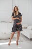 Tehotenské šaty na dojčenie Lovely Dress Black with Roses SS