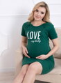 Materská nočná košeľa Love My Baby Bottle Green