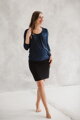 Blúzka na dojčenie, tehotenská blúzka Kangaroo 7/8 rukáv, Navy Blue