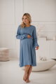 Tehotenské šaty na dojčenie, dl.rukáv, Lovely Midi Dress Blue