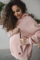 Hrubá tehotenská a dojčiaca oversized mikina Motherhood Powder Pink