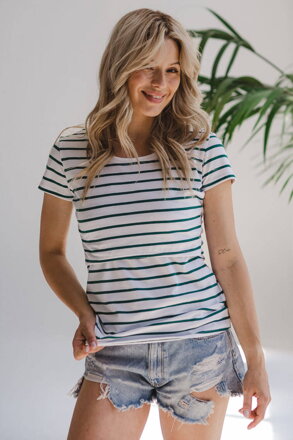 Tričko na dojčenie Milk Shirt Green Stripes