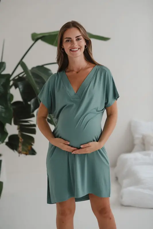 Bambusová nočná košeľa na dojčenie Moon Eucalyptus