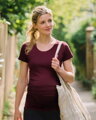 Tehotenské tričko Johanka, krátky rukáv, bordo