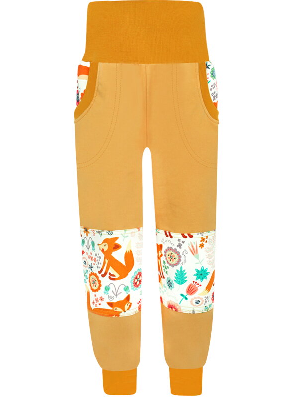 SLIM dievčenské tepláky s dvojitými kolenami - Líšky na lúke