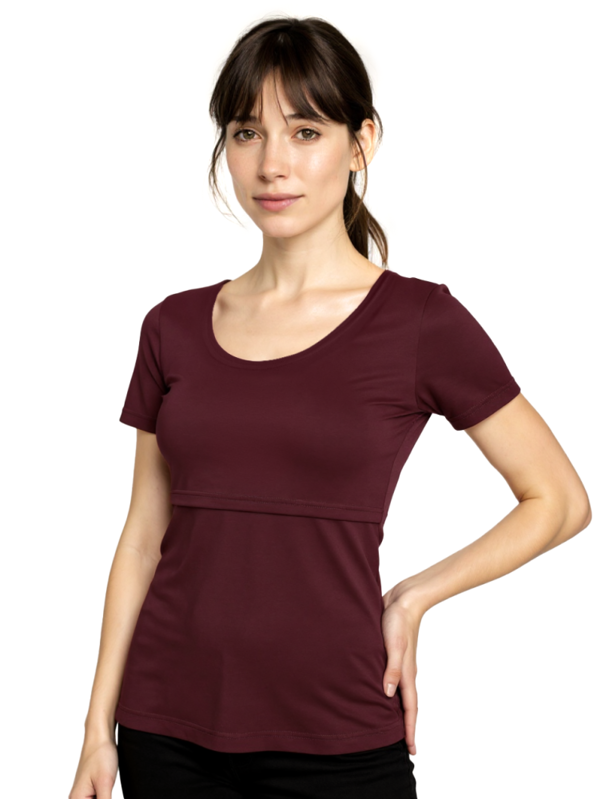 Tričko na dojčenie Katka, kr.rukáv bordové