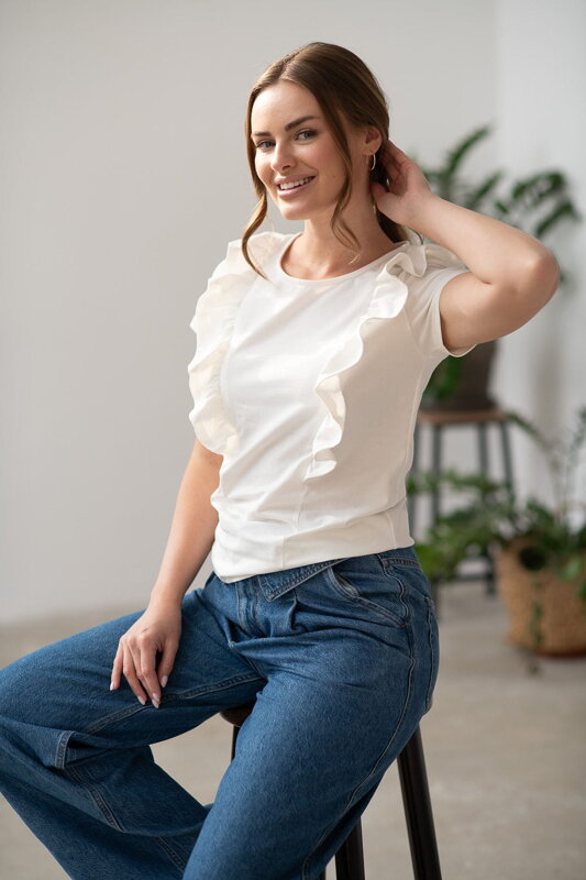 Tričko, blúzka na dojčenie Milky Waves Cream, kr.rukáv